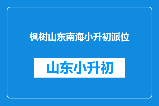 枫树山东南海小升初派位