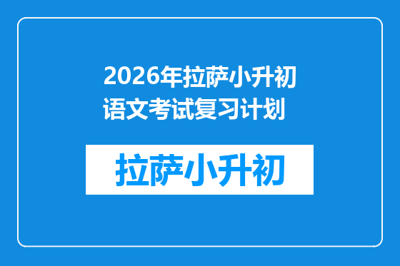 2026年拉萨小升初语文考试复习计划