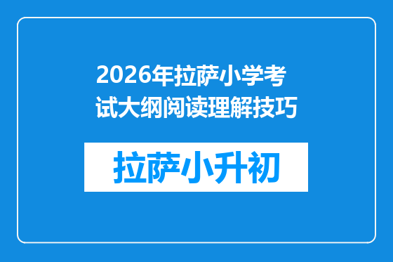 2026年拉萨小学考试大纲阅读理解技巧