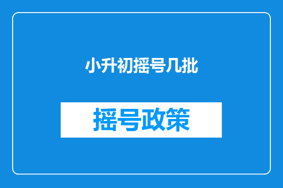 小升初摇号几批