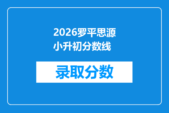 2026罗平思源小升初分数线