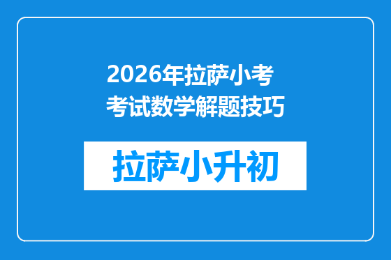 2026年拉萨小考考试数学解题技巧
