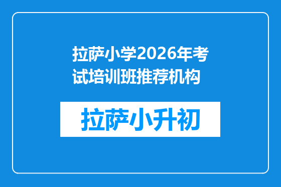 拉萨小学2026年考试培训班推荐机构