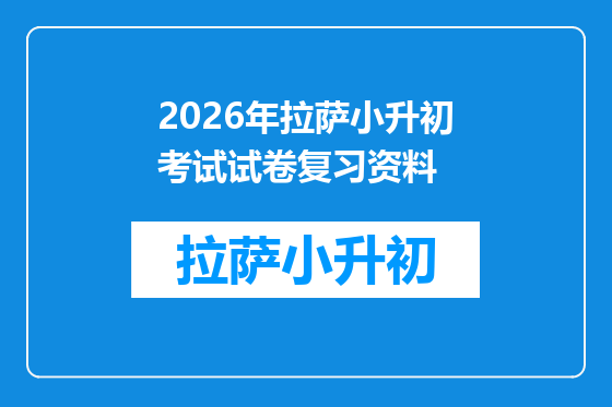2026年拉萨小升初考试试卷复习资料