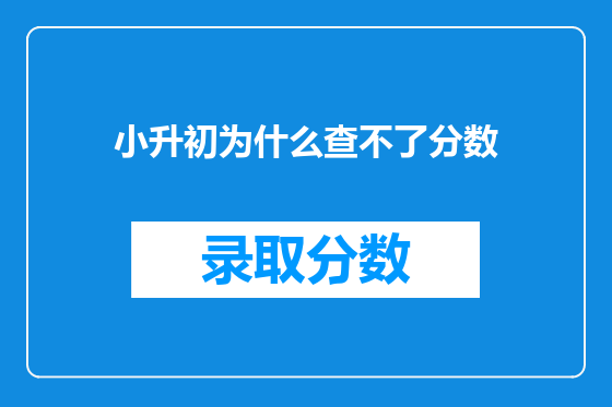 小升初为什么查不了分数
