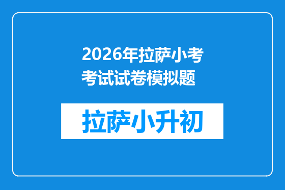 2026年拉萨小考考试试卷模拟题