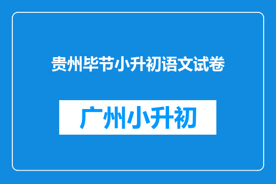 贵州毕节小升初语文试卷