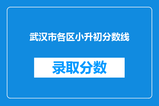 武汉市各区小升初分数线