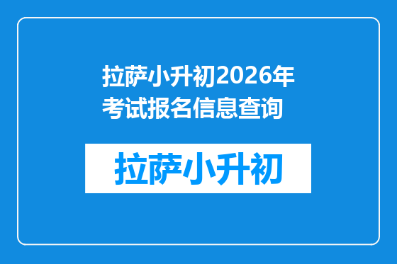 拉萨小升初2026年考试报名信息查询