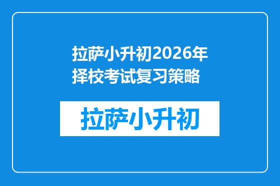 拉萨小升初2026年择校考试复习策略