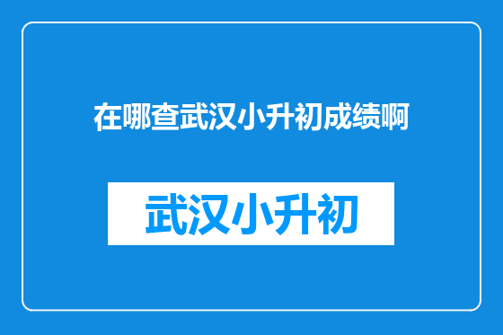 在哪查武汉小升初成绩啊