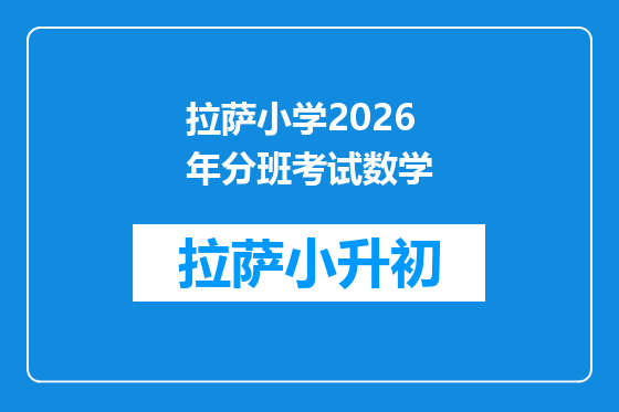 拉萨小学2026年分班考试数学