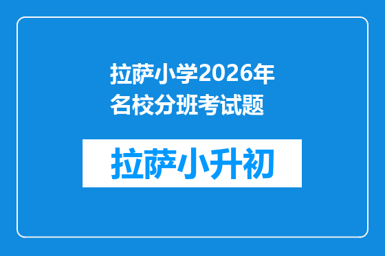拉萨小学2026年名校分班考试题