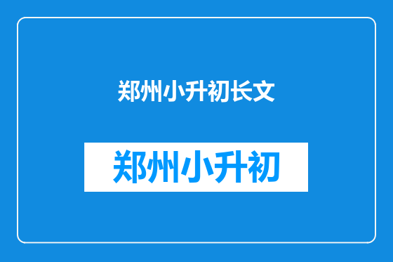 郑州小升初长文