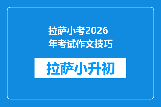 拉萨小考2026年考试作文技巧