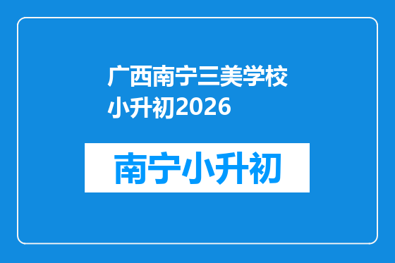 广西南宁三美学校小升初2026
