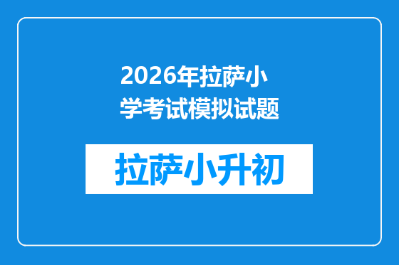 2026年拉萨小学考试模拟试题