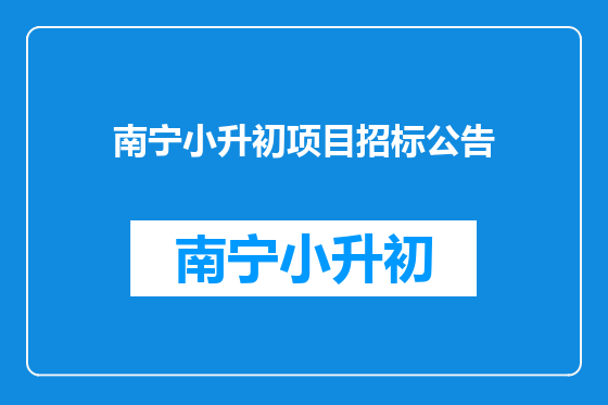 南宁小升初项目招标公告