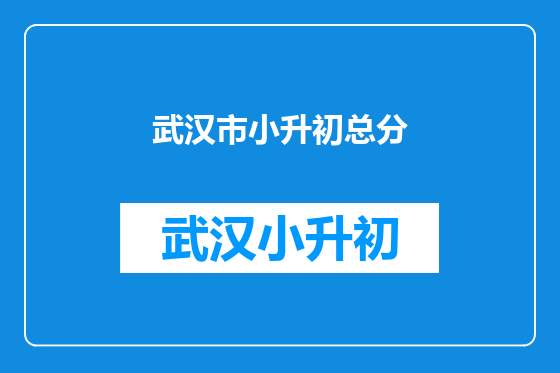 武汉市小升初总分