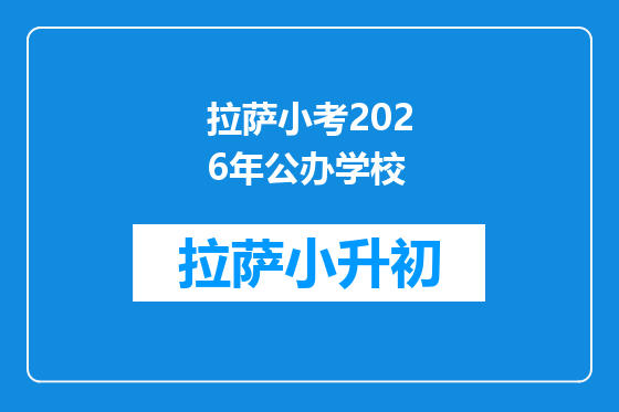 拉萨小考2026年公办学校