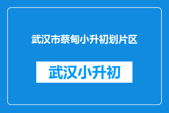 武汉市蔡甸小升初划片区