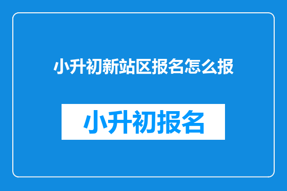 小升初新站区报名怎么报
