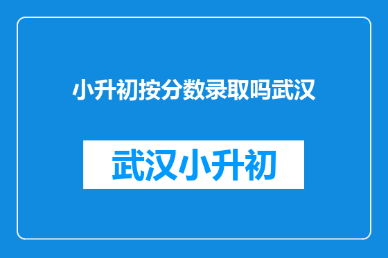 小升初按分数录取吗武汉