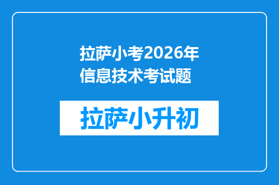 拉萨小考2026年信息技术考试题