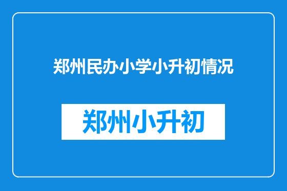 郑州民办小学小升初情况
