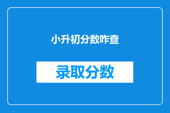 小升初分数咋查