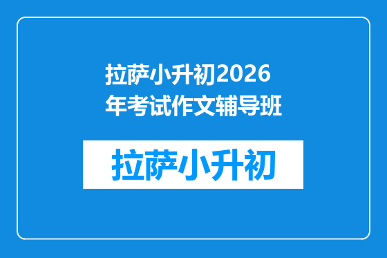 拉萨小升初2026年考试作文辅导班