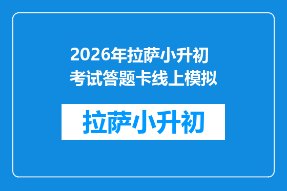2026年拉萨小升初考试答题卡线上模拟