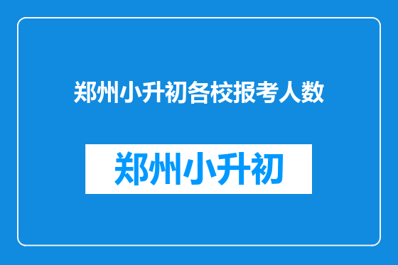 郑州小升初各校报考人数