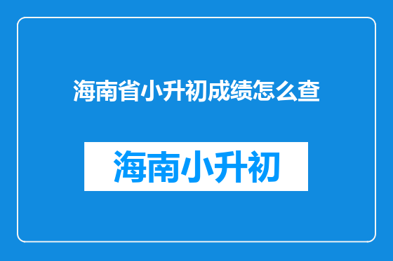 海南省小升初成绩怎么查