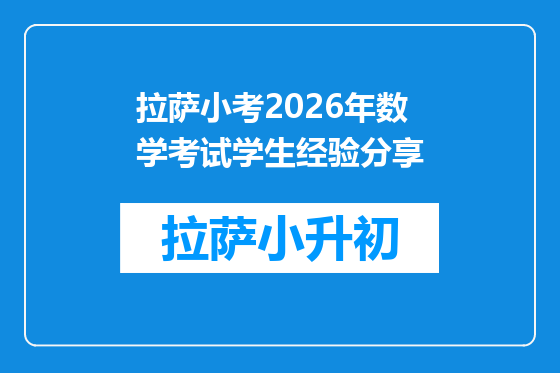 拉萨小考2026年数学考试学生经验分享