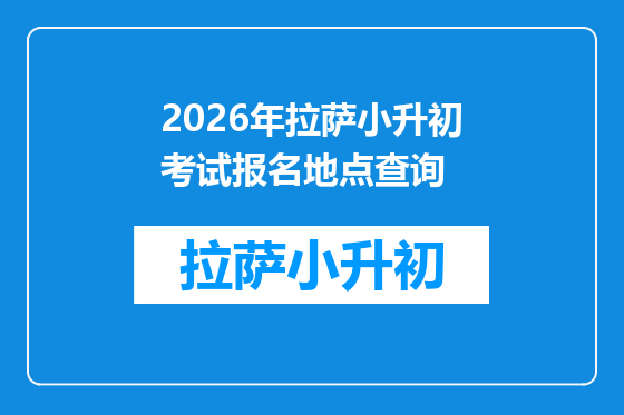 2026年拉萨小升初考试报名地点查询
