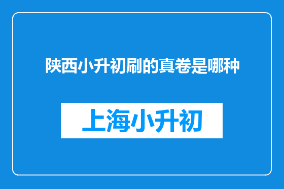 陕西小升初刷的真卷是哪种