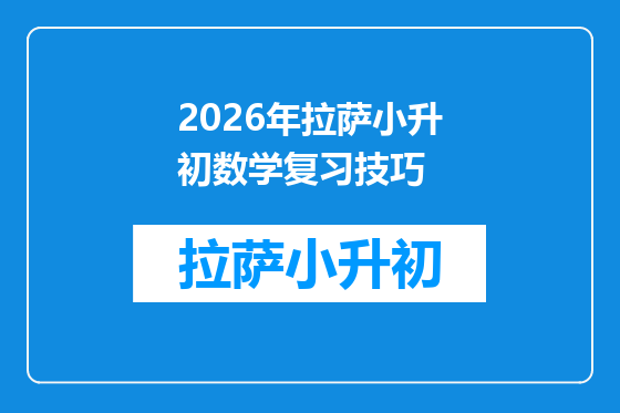 2026年拉萨小升初数学复习技巧