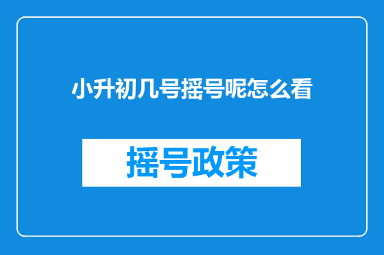 小升初几号摇号呢怎么看