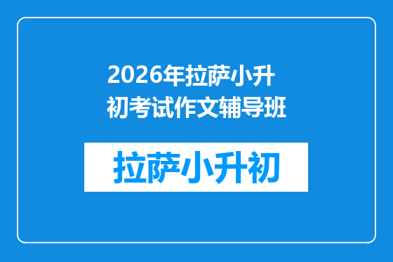 2026年拉萨小升初考试作文辅导班