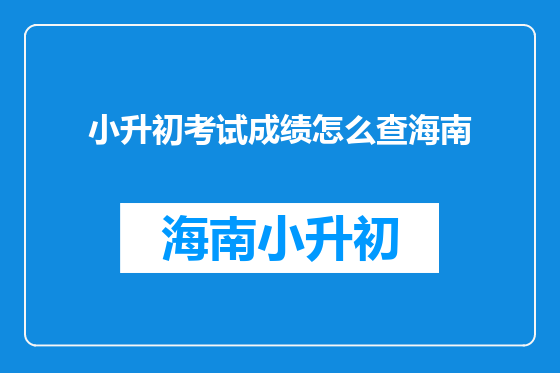 小升初考试成绩怎么查海南