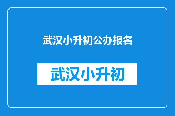 武汉小升初公办报名