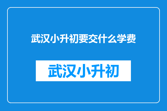武汉小升初要交什么学费