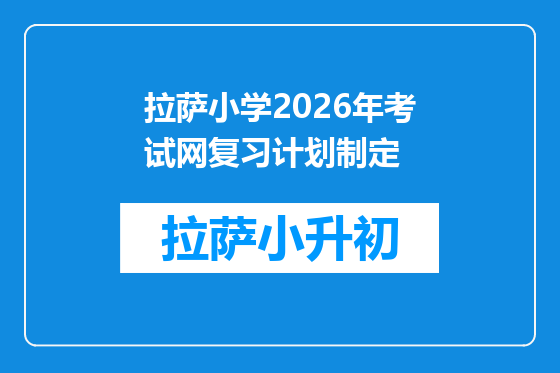 拉萨小学2026年考试网复习计划制定