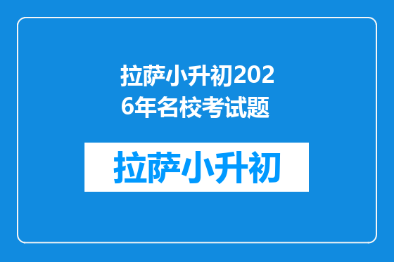 拉萨小升初2026年名校考试题