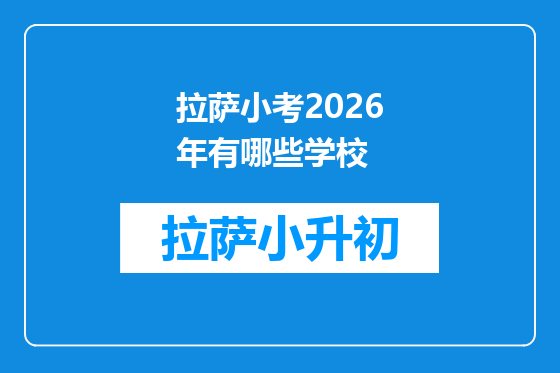拉萨小考2026年有哪些学校