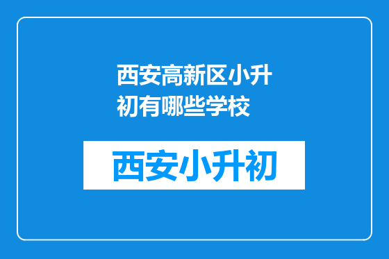 西安高新区小升初有哪些学校