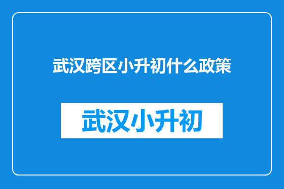 武汉跨区小升初什么政策