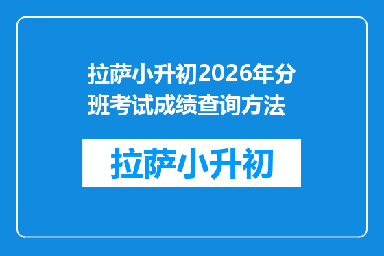 拉萨小升初2026年分班考试成绩查询方法