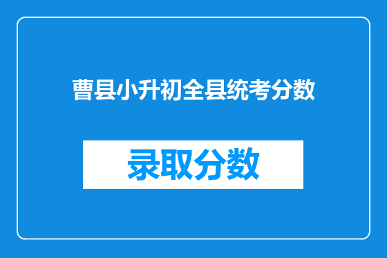 曹县小升初全县统考分数
